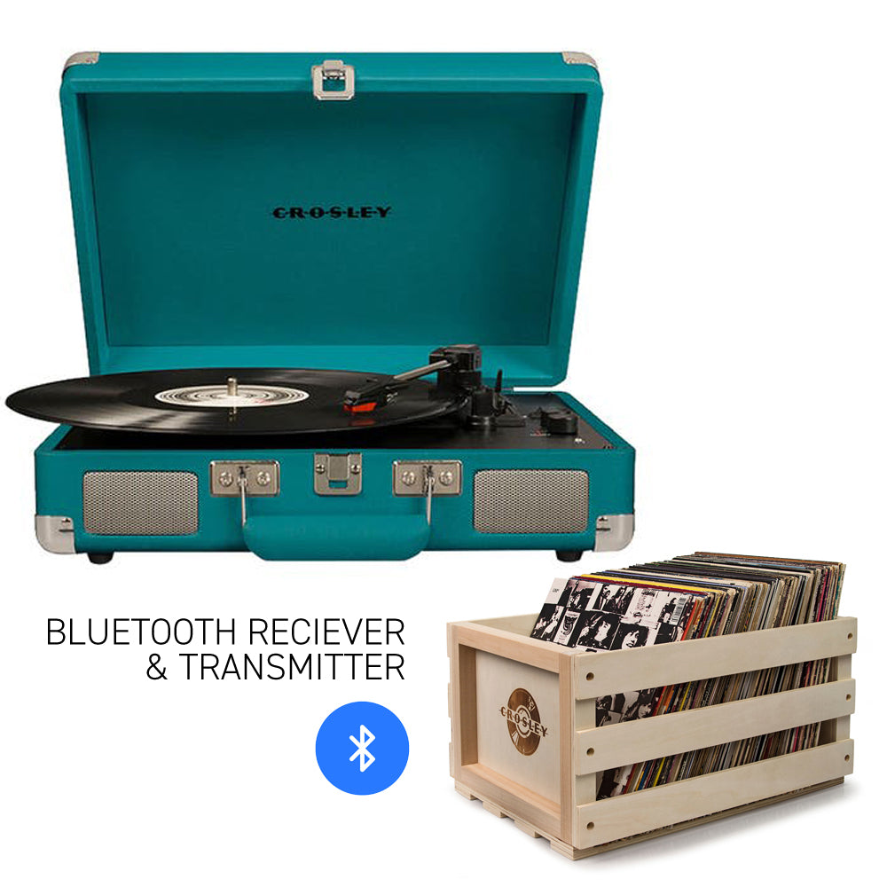 CROSLEY Crosley Cruiser Teal - Bluetooth Turntable & Record Storage Crate