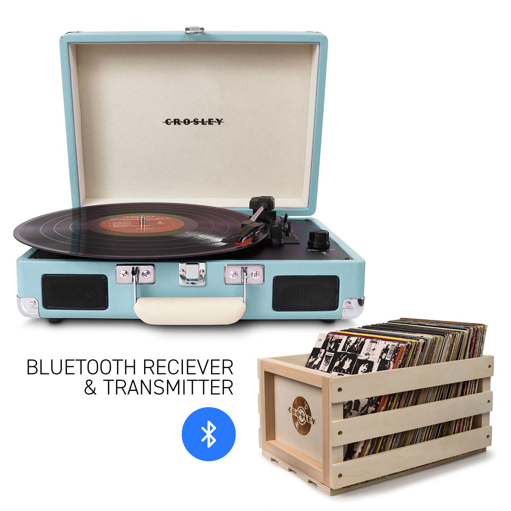 CROSLEY Crosley Cruiser Turquoise - Bluetooth Turntable & Record Storage Crate