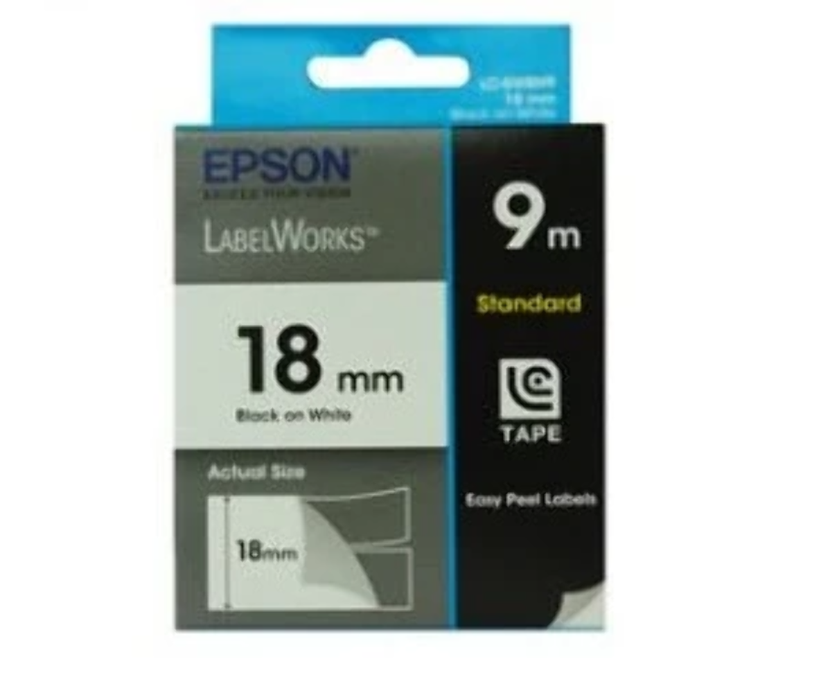 Tape Standard 18mm Black/White 9 meter, for LW-300 & LW-400