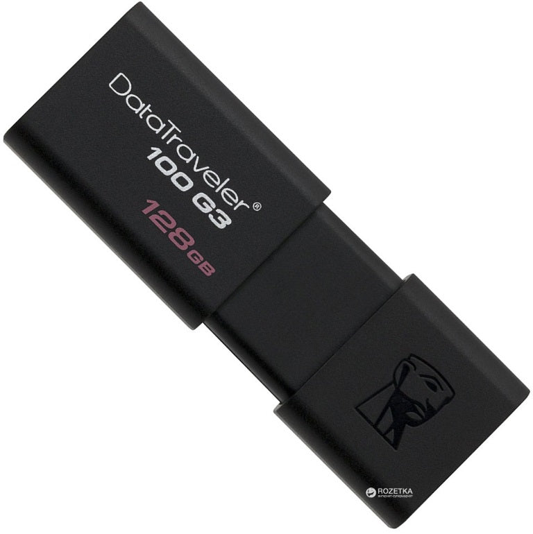 KINGSTON DT100G3/128GB 128GB USB3.0 100MB/s Read Flash Drive Memory Stick Thumb Key DataTraveler Retail Pack DT100G3/128GBFR
