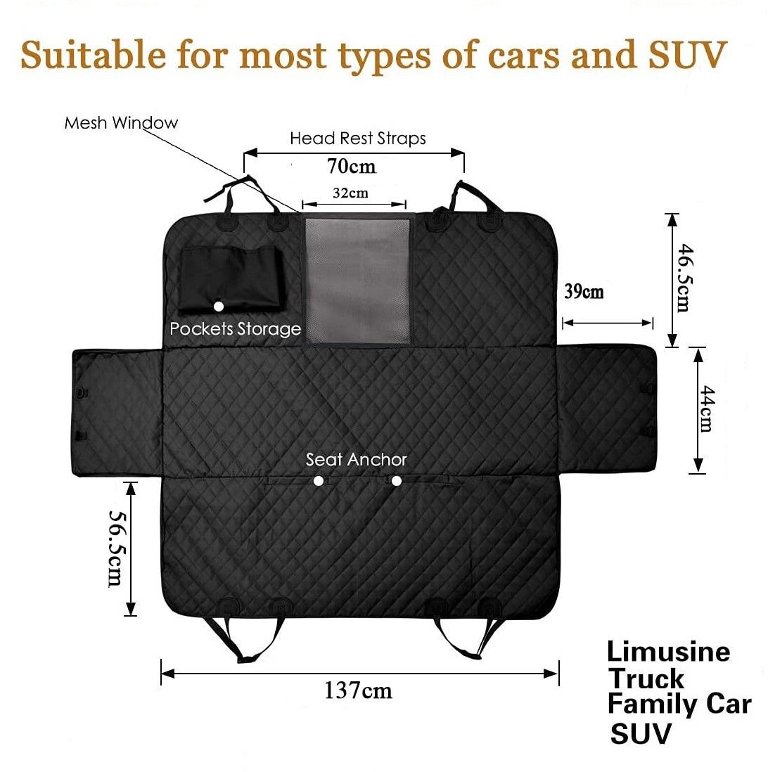 Waterproof Dog Seat Cover with View Mesh and Scratch Prevent Antislip for Trucks ,Cars and SUV