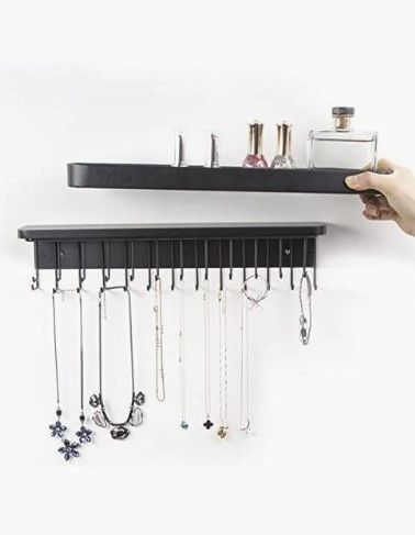 Hanging Jewelry Organizer 25 Hooks (Black)