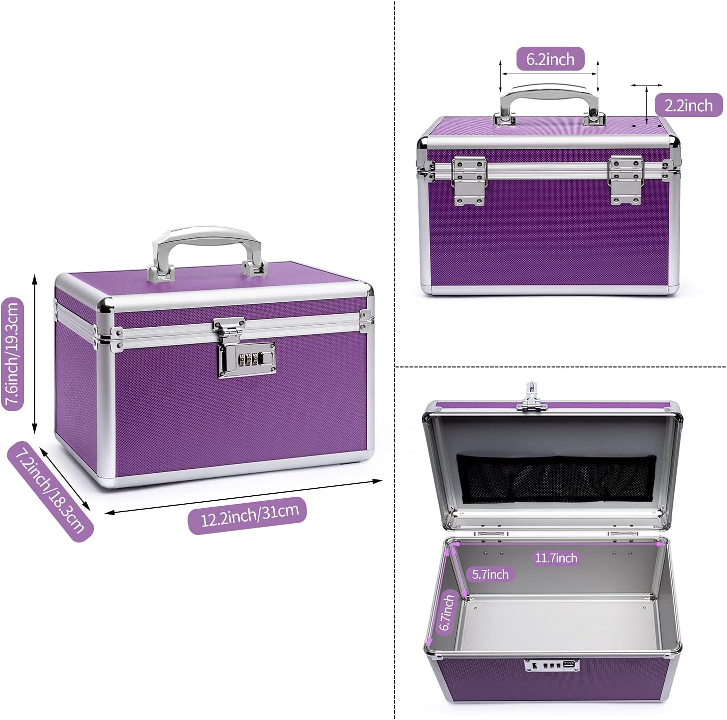 Locking Combination Medicine Box (Purple/Medium)