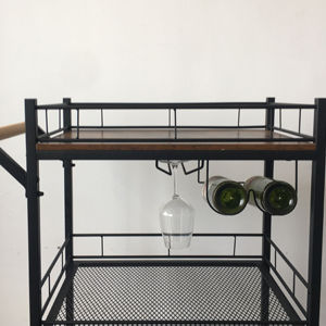 3-Tier Vintage Kitchen Serving Cart on Wheels and Wine Rack (Brown)