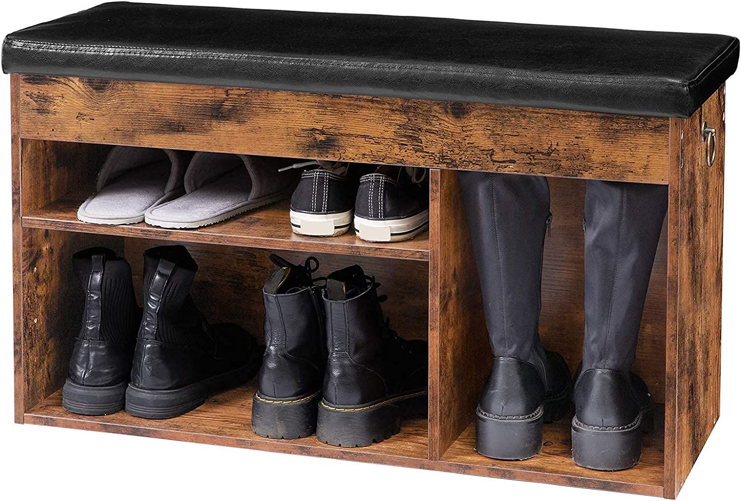 Shoe Storage Bench with Padded Cushion,Flip-Open Storage Box and Adjustable Shelf for Entryway and Living Room