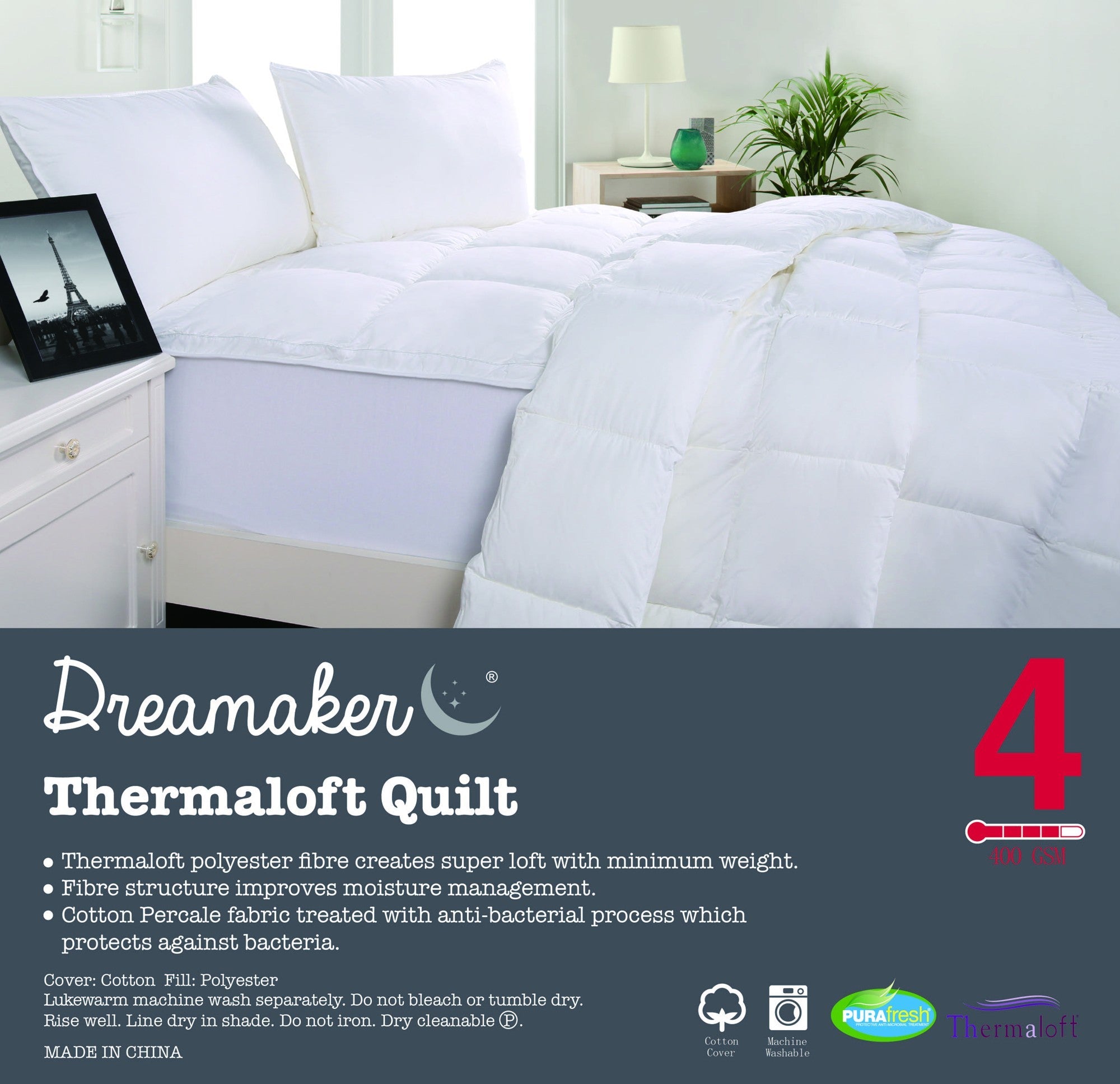 Dreamaker Thermaloft Quilt 400Gsm Queen Bed