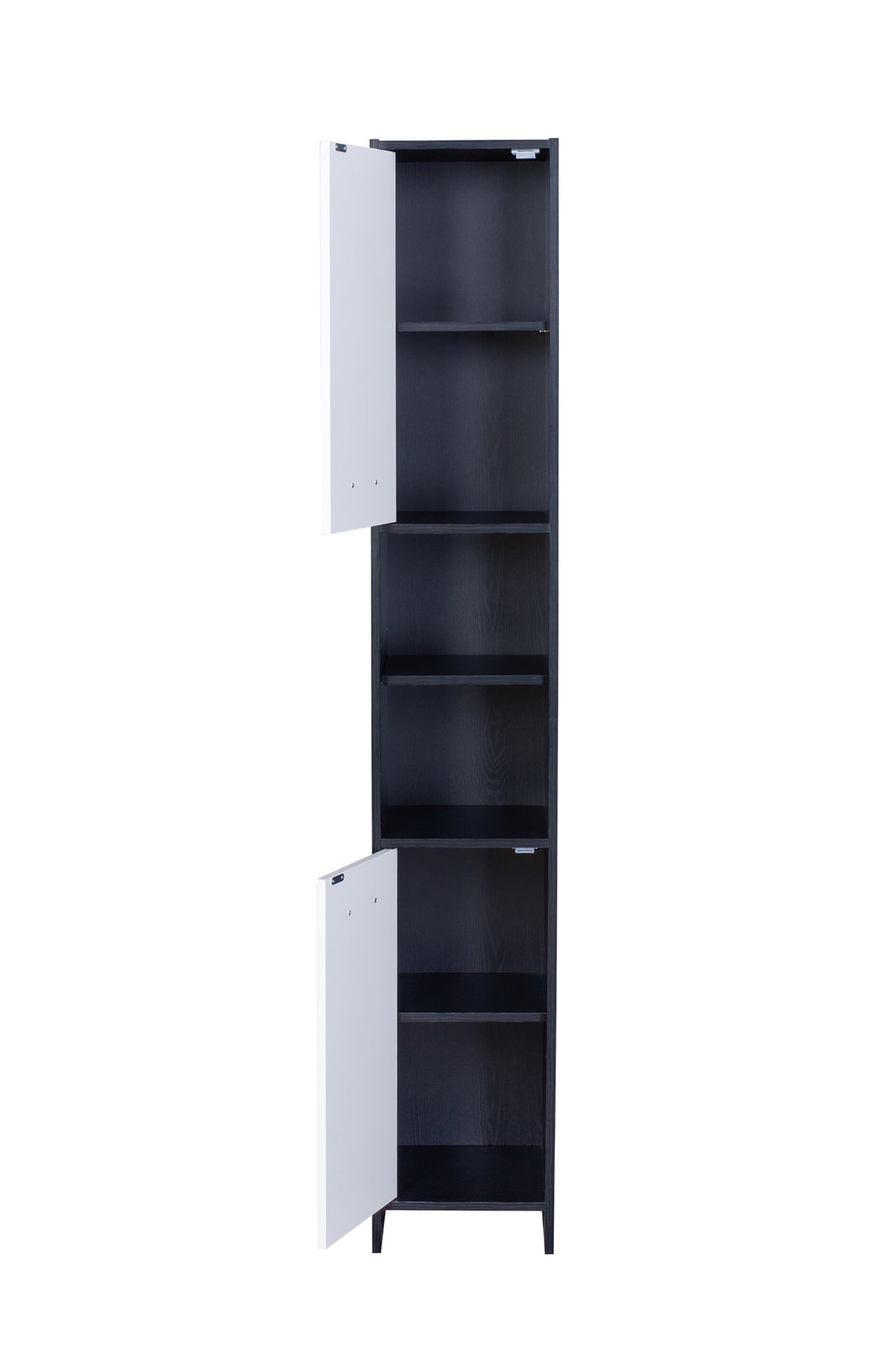 Alto Bathroom Tallboy Narrow High Cabinet With 2 Doors/2 Shleves - Black/White