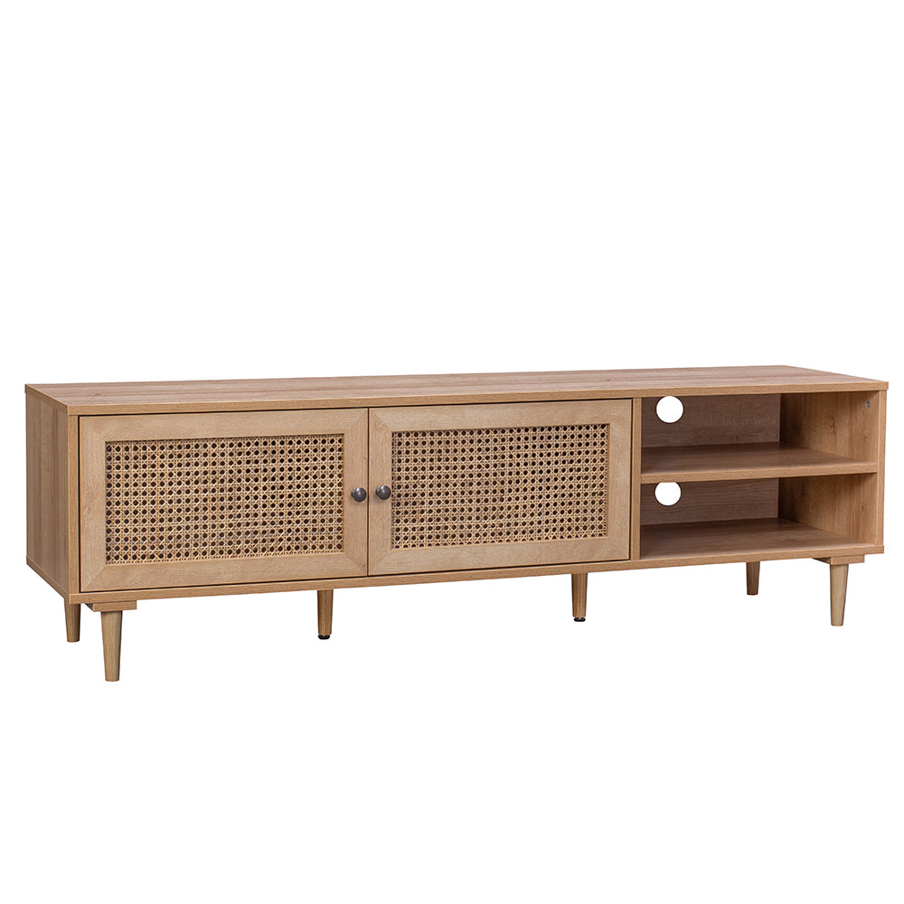 Natura Rattan TV Stand Entertainment Unit With 2 Doors & Shelves