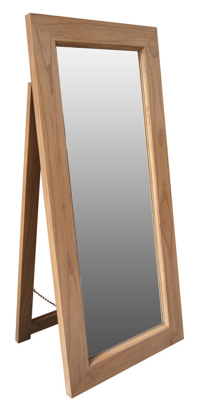 Ascot Solid Mindi Timber Standing Mirror (Natural)