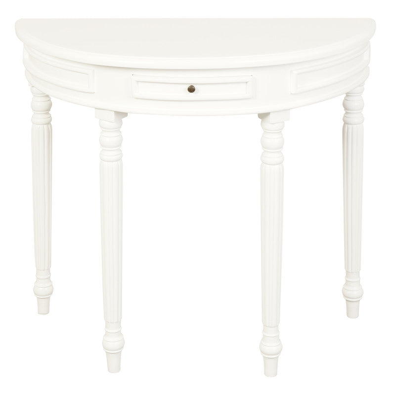 Turn Leg Half Round Sofa Table (White)