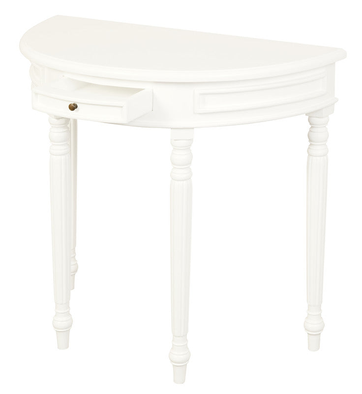 Turn Leg Half Round Sofa Table (White)