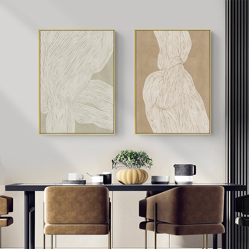 60cmx90cm Abstract Line 2 Sets Gold Frame Canvas Wall Art
