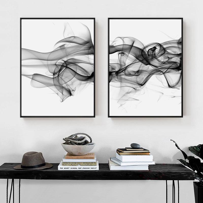 50cmx70cm Stylish Abstract Black 2 Sets Black Frame Canvas Wall Art