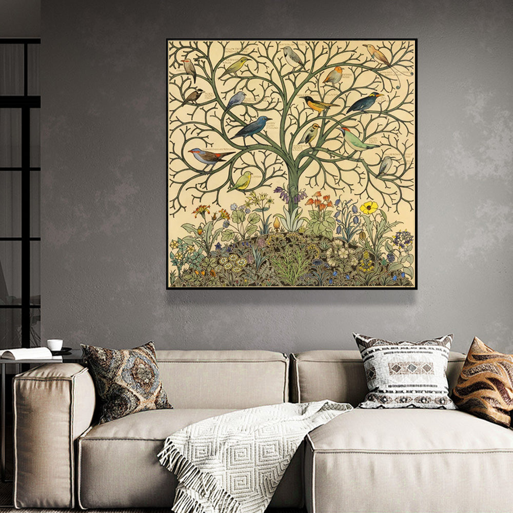 60cmx60cm Tree Of Life Black Frame Canvas Wall Art