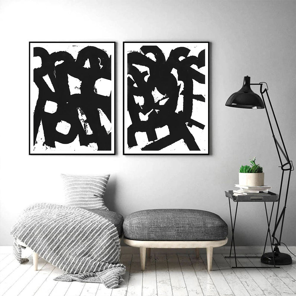 50cmx70cm Rock N Roll 2 Sets Black Frame Canvas Wall Art