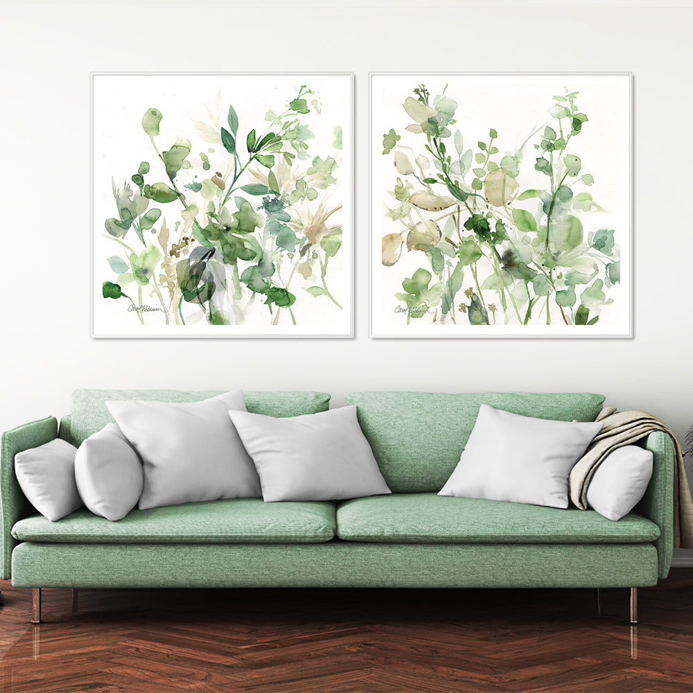 70cmx70cm Sage Garden By Carol Robinson 2 Sets White Frame Canvas Wall Art