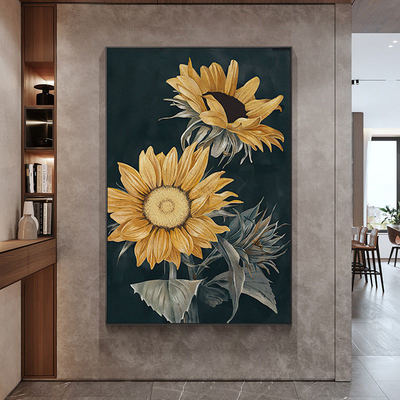 50cmx70cm Sunflowers Black Frame Canvas Wall Art