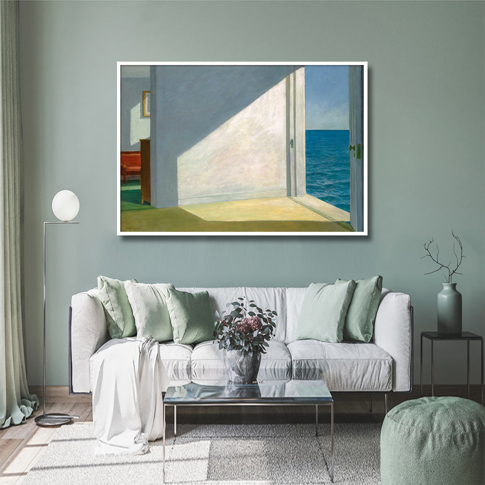 50cmx70cm Room By The Sea By Edward Hopper White Frame Canvas Wall Art