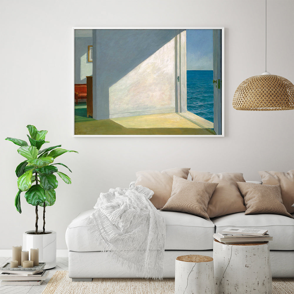 70cmx100cm Room By The Sea By Edward Hopper White Frame Canvas Wall Art