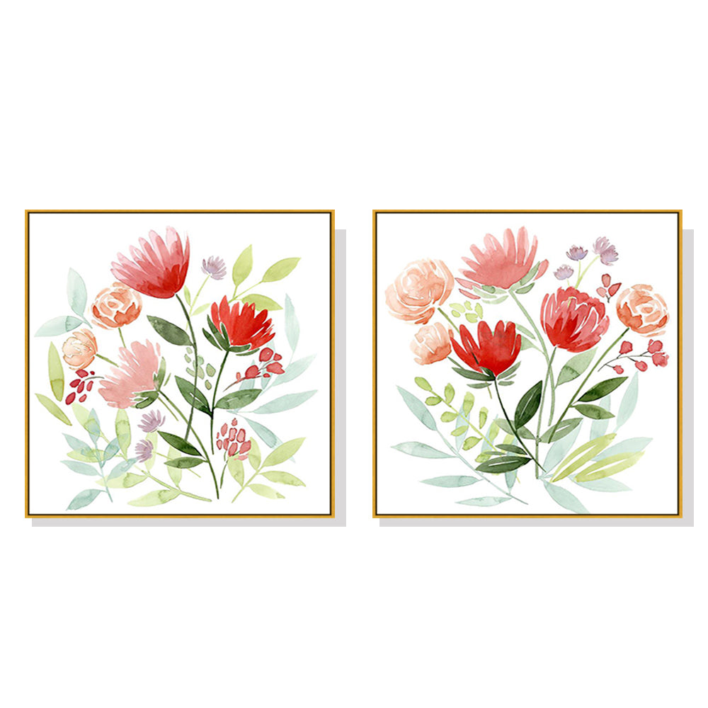 70cmx70cmFlorals 2 Sets Gold Frame Canvas Wall Art