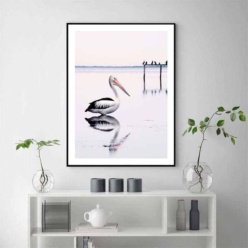 50cmx70cm Pelican Black Frame Canvas Wall Art - FREE SHIPPING