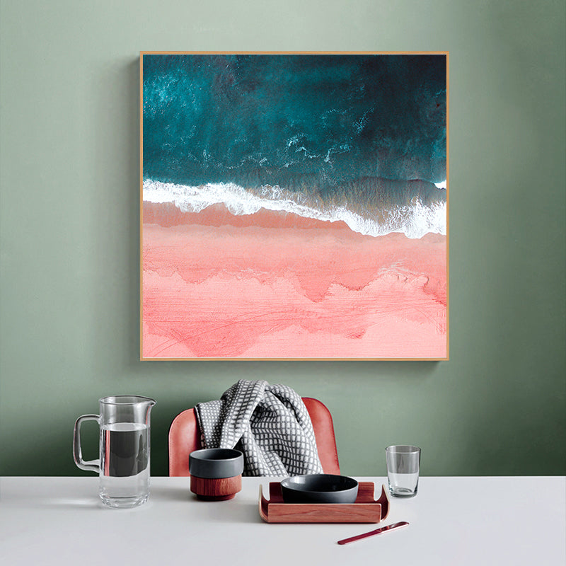 Wall Art 90cmx90cm Pink Sea Wood Frame Canvas