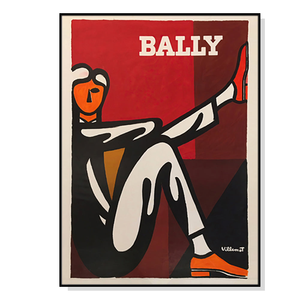 Wall Art 100cmx150cm Bally Man by Villemot Black Frame Canvas