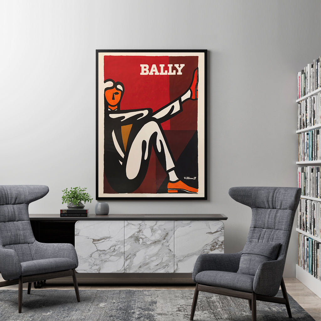 70cmx100cm Bally Man by Villemot Black Frame Canvas Wall Art