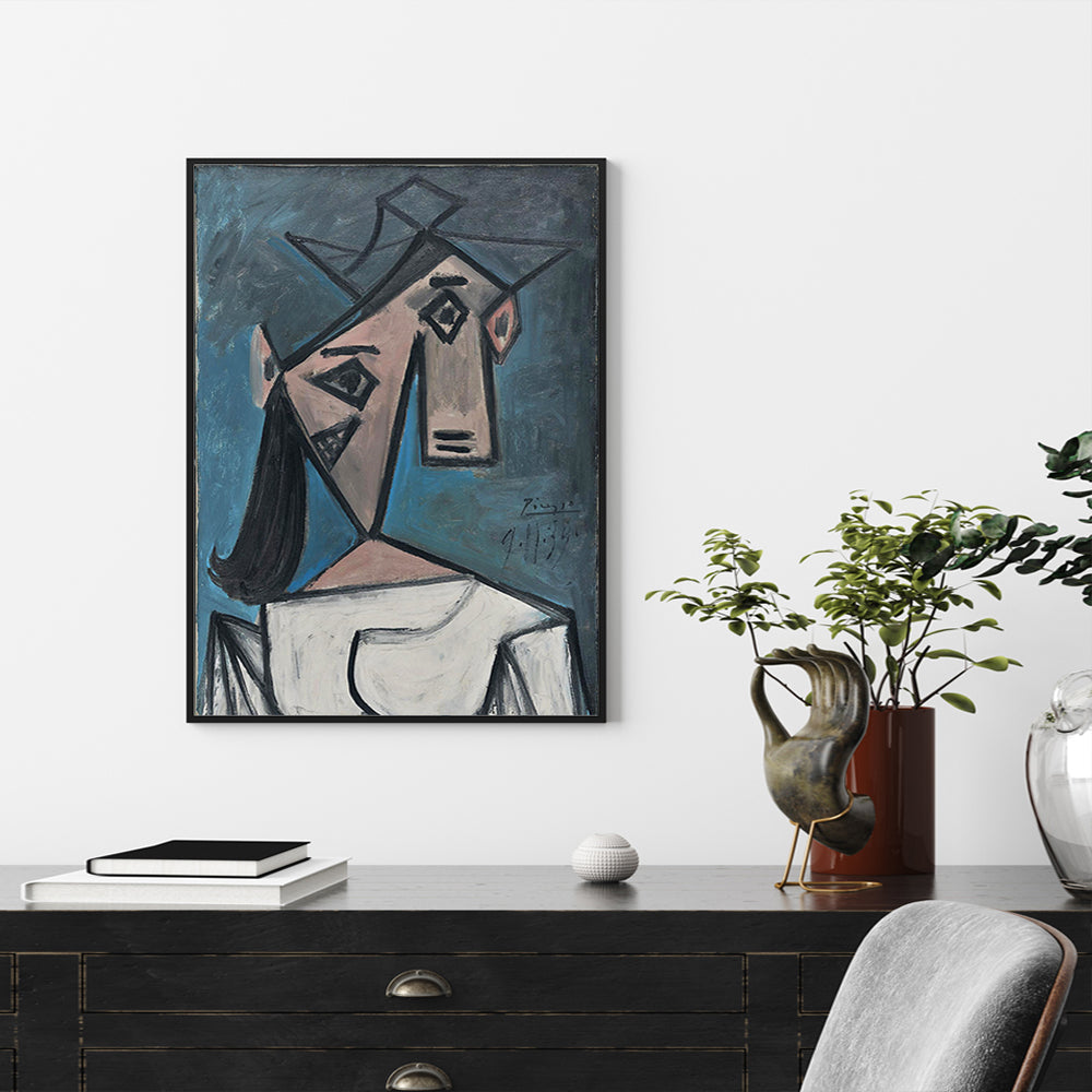 70cmx100cm Head Of A Woman By Pablo Picasso Black Frame Canvas Wall Art