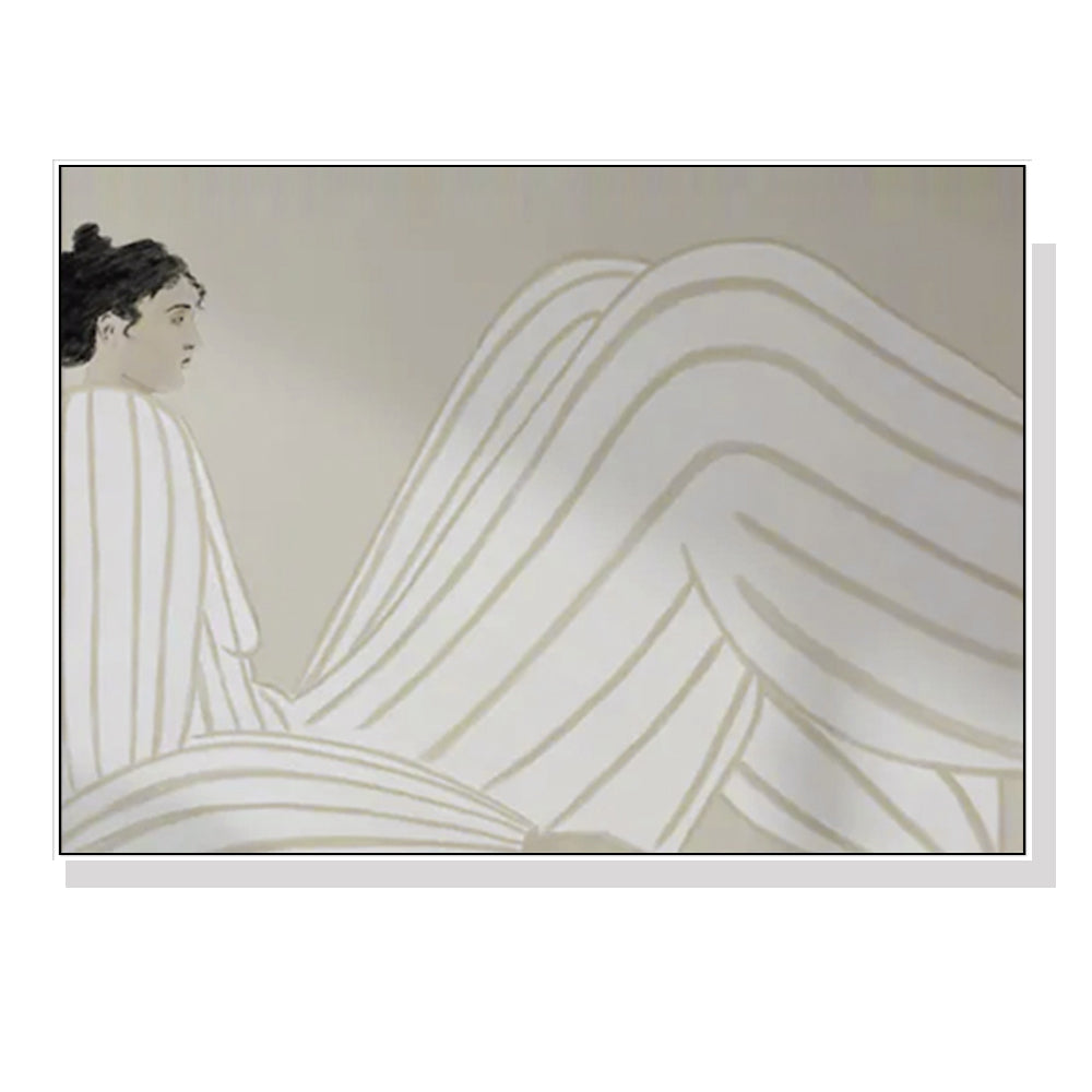 70cmx100cm Abstract Lady White Frame Canvas Wall Art