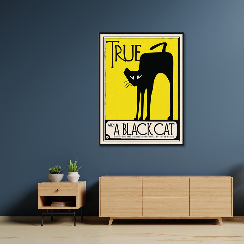 Wall Art 100cmx150cm Black Cat Black Frame Canvas