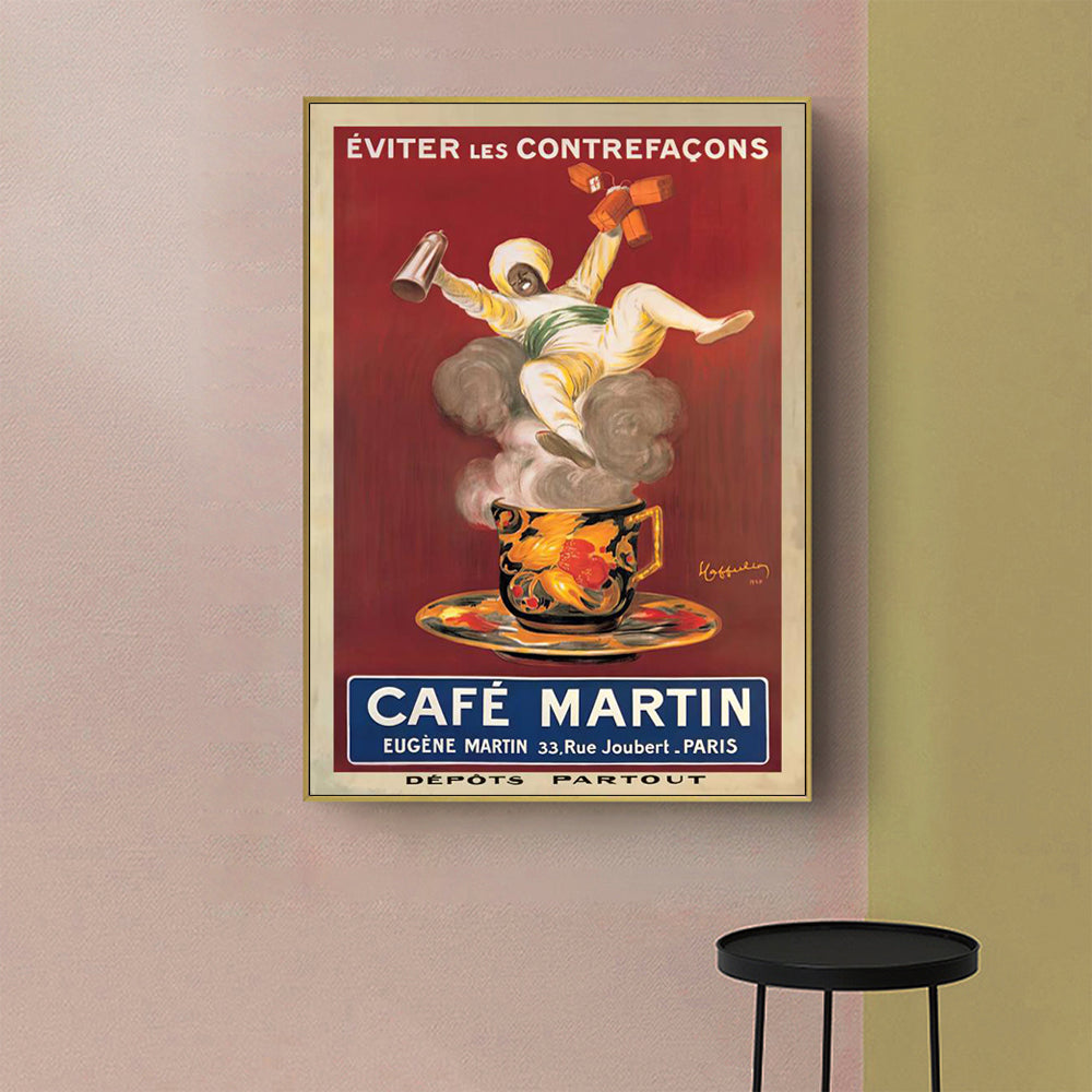 70cmx100cm Cafe Martin Gold Frame Canvas Wall Art