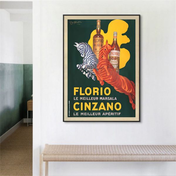 60cmx90cm Florio Cinzano Black Frame Canvas Wall Art