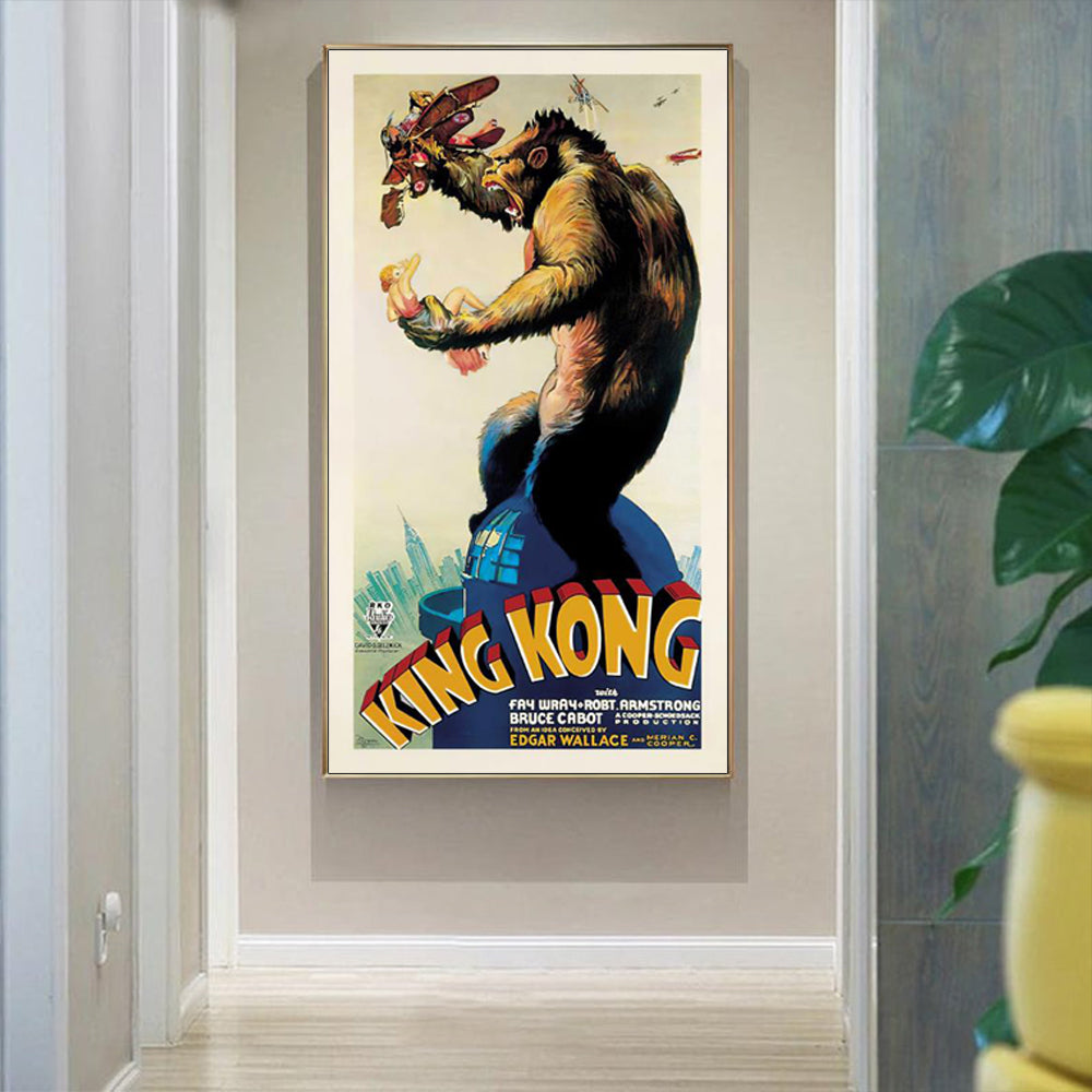 40cmx80cm King Kong 1933 Gold Frame Canvas Wall Art
