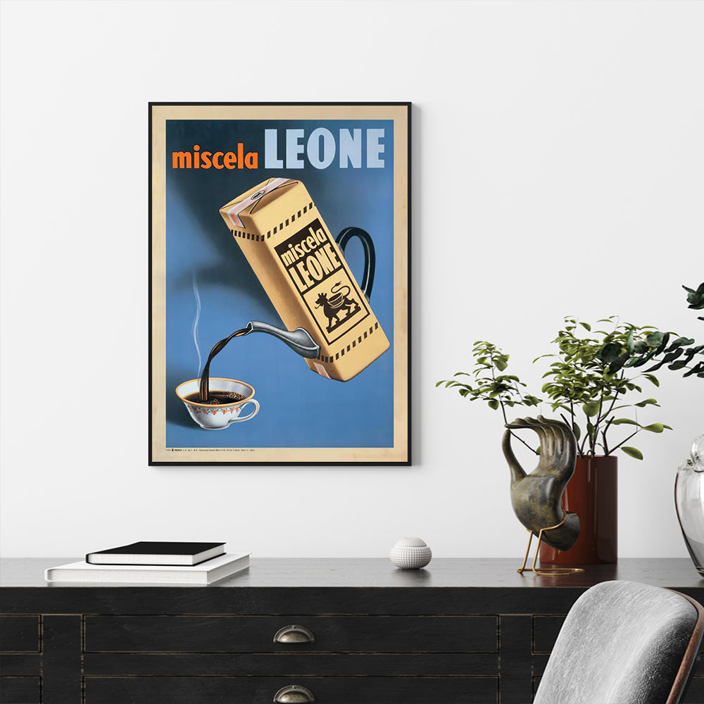 80cmx120cm Miscela Leone, 1950 Black Frame Canvas Wall Art