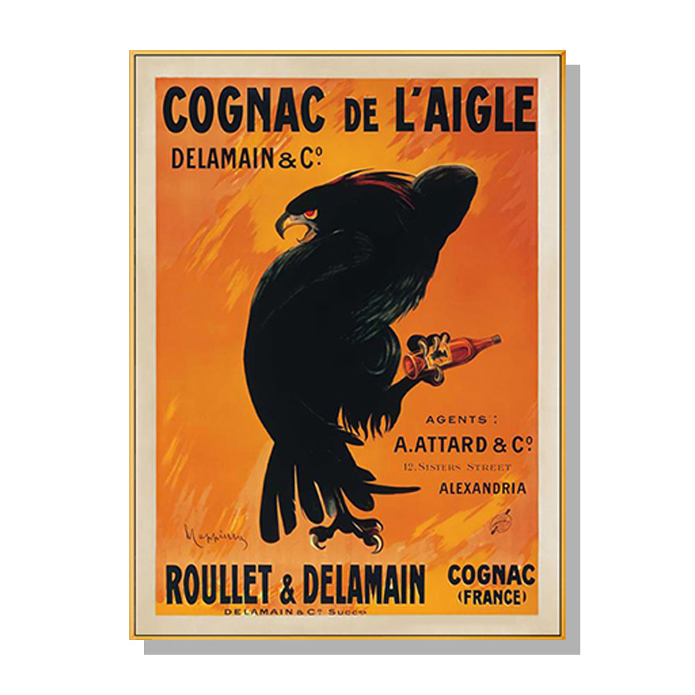 Wall Art 90cmx135cm Cognac de l’Aigle Gold Frame Canvas