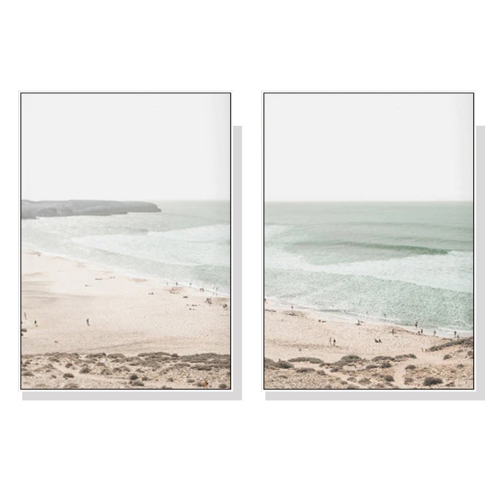90cmx135cm Coastal Prints 2 Sets White Frame Canvas Wall Art