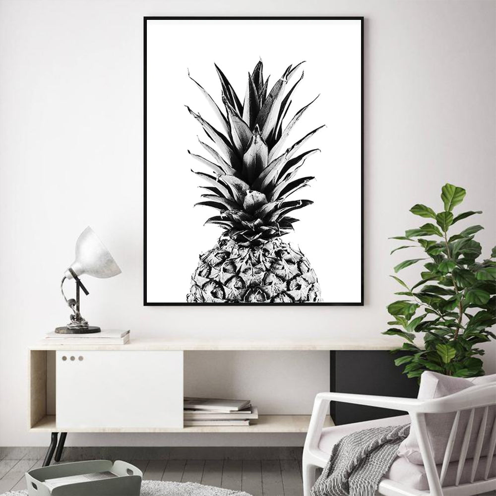 50cmx70cm Pineapple Black Frame Canvas Wall Art