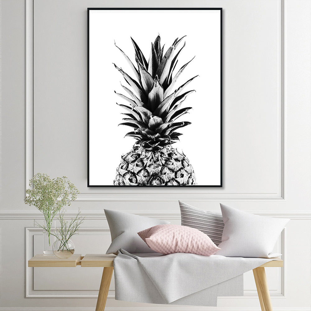 60cmx90cm Pineapple Black Frame Canvas Wall Art