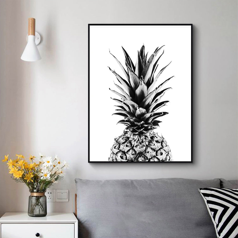 80cmx120cm Pineapple Black Frame Canvas Wall Art