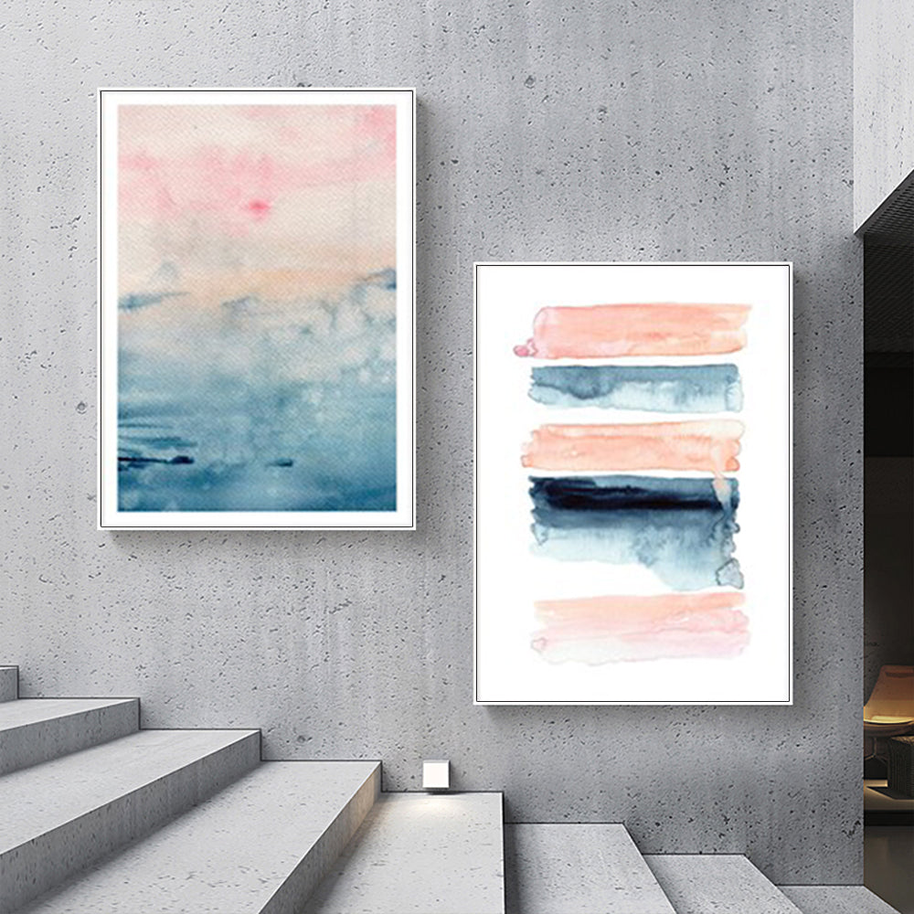 70cmx100cm Abstract Pink 2 Sets White Frame Canvas Wall Art