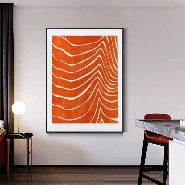 60cmx90cm Abstract Orange Black Frame Canvas Wall Art