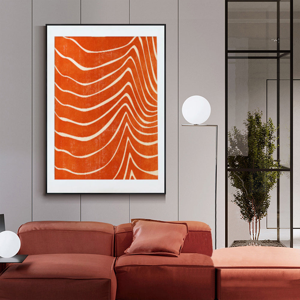 80cmx120cm Abstract Orange Black Frame Canvas Wall Art