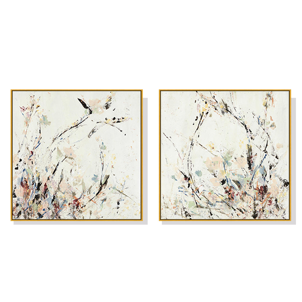 70cmx70cm Afternoon Walk 2 Sets Gold Frame Canvas Wall Art