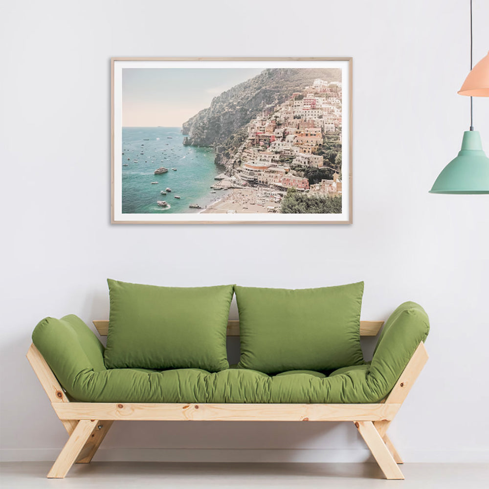 80cmx120cm Italy Amalfi Coast Wood Frame Canvas Wall Art
