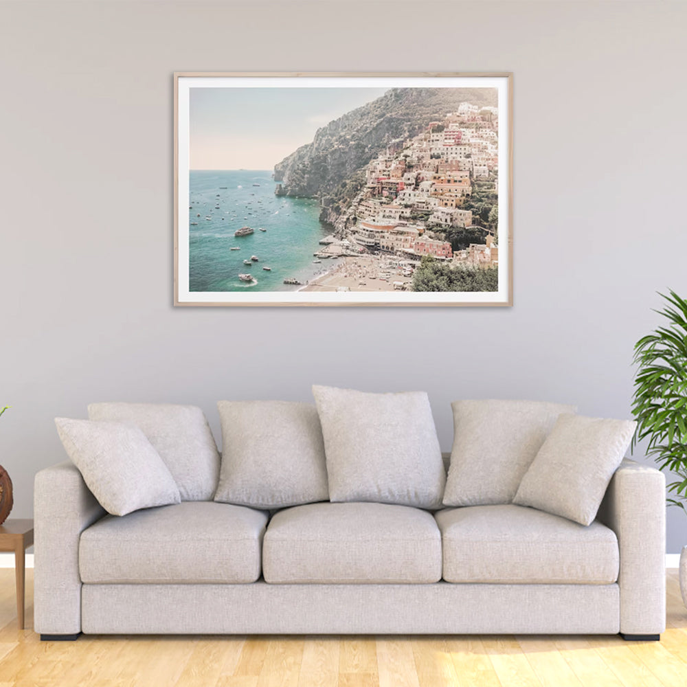 80cmx120cm Italy Amalfi Coast Wood Frame Canvas Wall Art