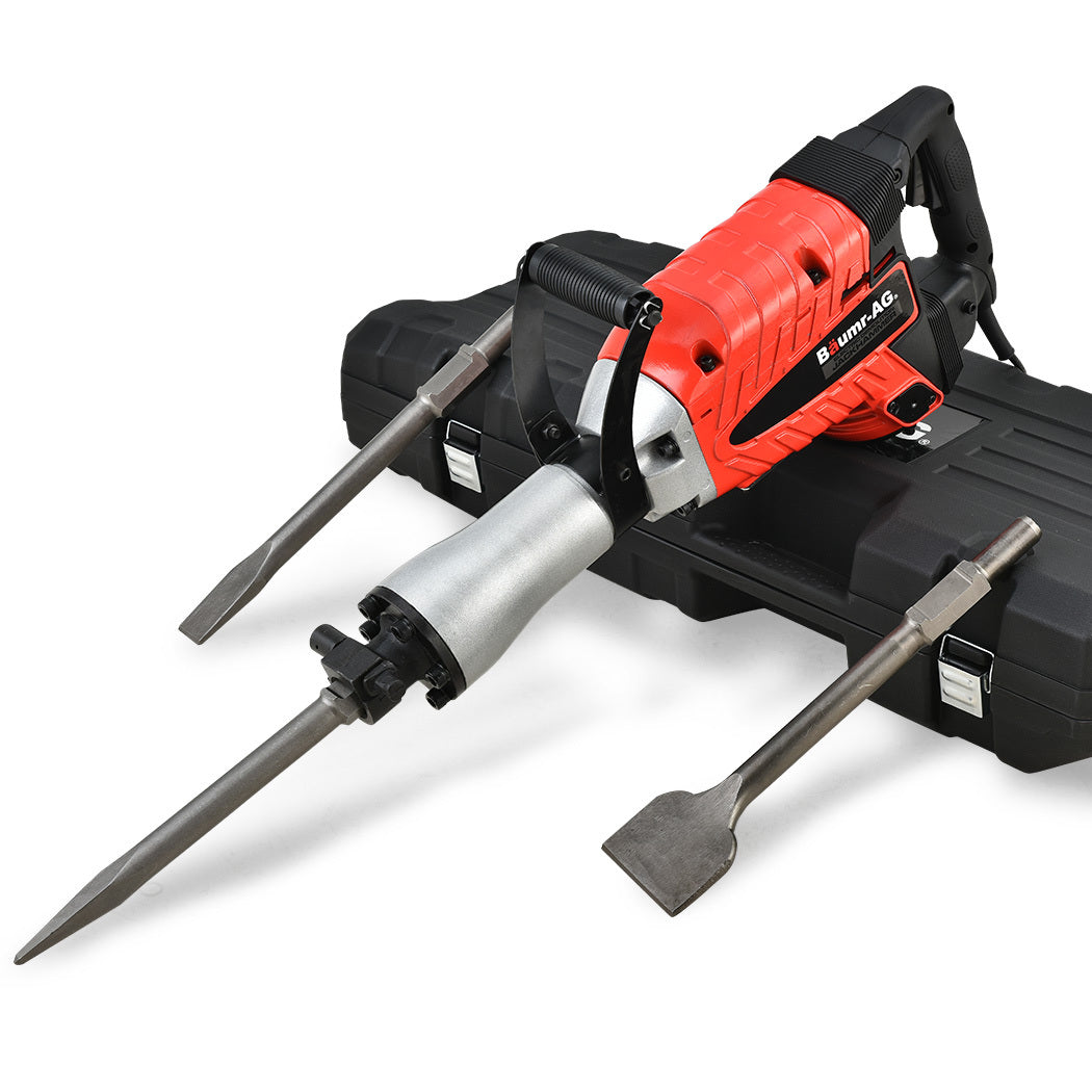 Baumr-AG 2400W Pro-Grade Electric Demolition Jackhammer, with 3 Bonus Chisels, Carry Case