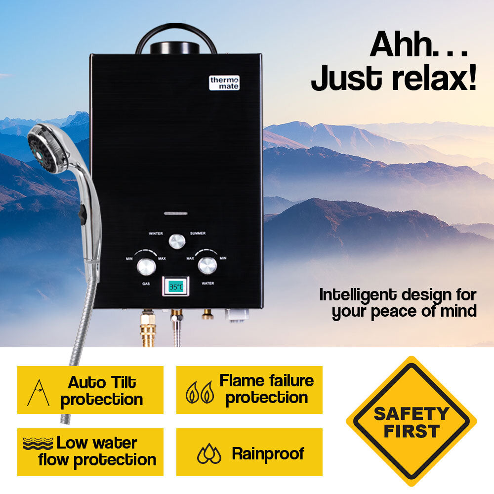 Thermomate Outdoor Water Heater Gas Camping Portable Tankless Hot Shower