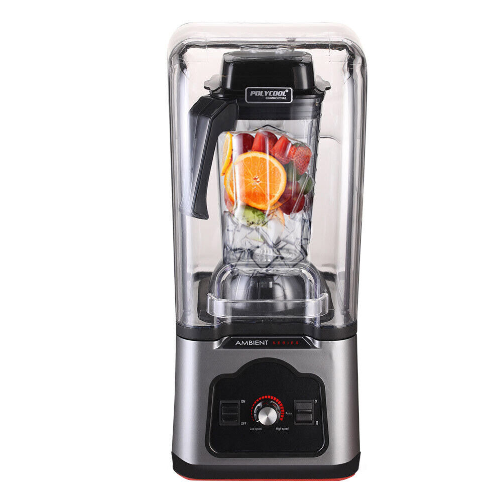 POLYCOOL Commercial Blender Quiet Enclosed Processor Smoothie Mixer Ca