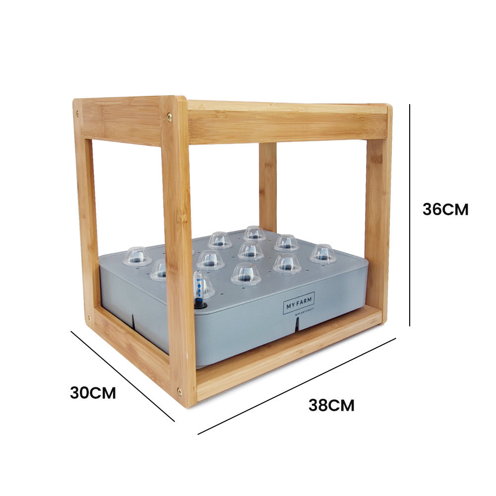 PLANTCRAFT 12 Pod Indoor Hydroponic Growing System with Bamboo Frame & LED Lights